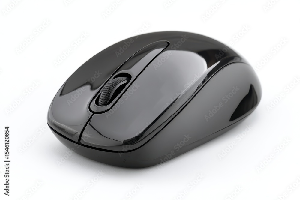 Black Computer Mouse on White Background Black Computer Mouse on White Background