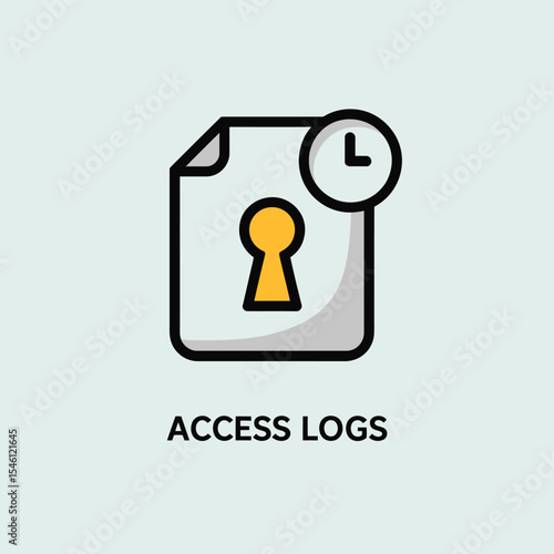 Access Logs Icon Keyhole Document Time Clock Yellow Gray