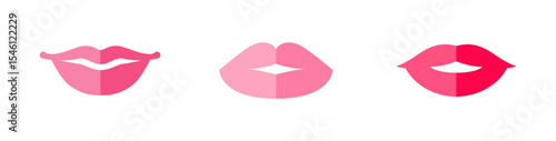 Sexy lips of women or girls flat vector illustrations set