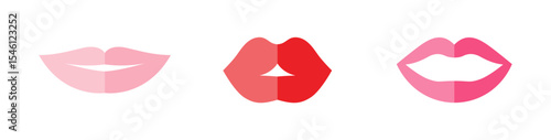 Sexy lips of women or girls flat vector illustrations set