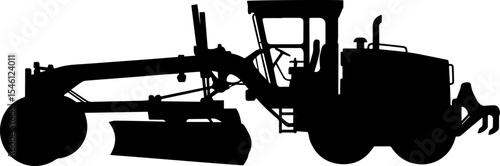 Motor grader silhouette heavy construction equipment illustration