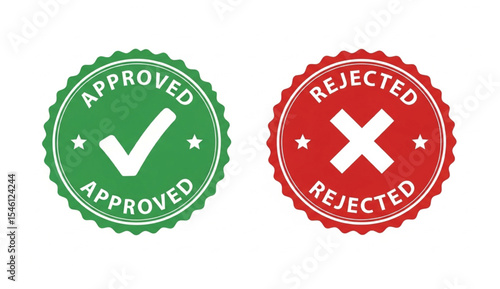 Approved and Rejected rubber stamps in green and red on white background