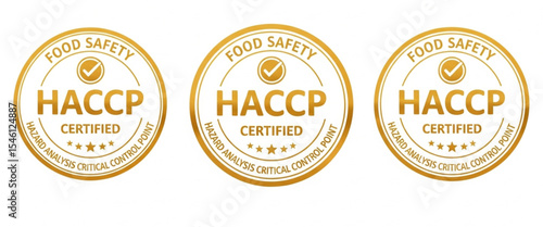HACCP Certified food safety golden label on white background