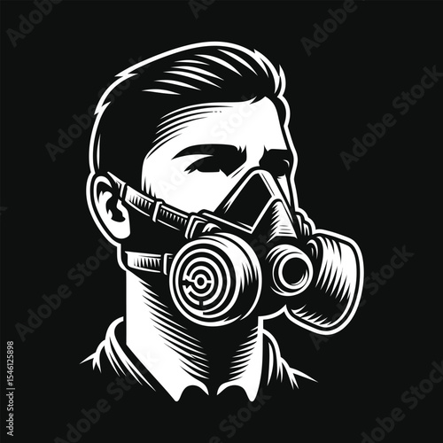 man with gas mask