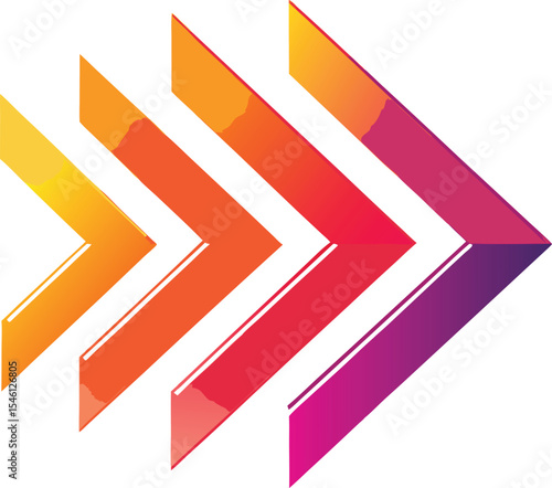 Triple Overlapping Chevron Arrows: Gradient Transition in Rightward Motion