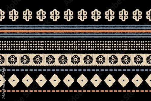 Ikat Stripe fabric Pattern Embroidery Background. Ikat Vector Geometric Ethnic Oriental Pattern Traditional. Ikat Aztec Style Abstract Design for Print, Texture, fabric, saree, sari, carpet,home decor