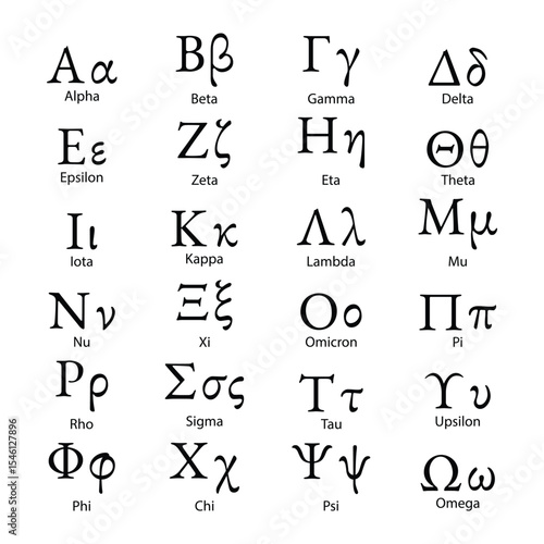 Greek Alphabet Letters White Set