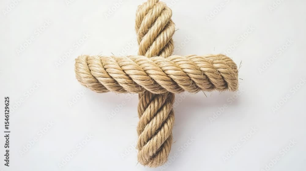 A simple rope cross on a clean white background, often used as a symbol in various contexts A simple rope cross on a clean white background, often used as a symbol in various contexts