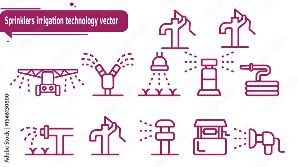 Sprinklers irrigation technology vector Sprinklers irrigation technology vector