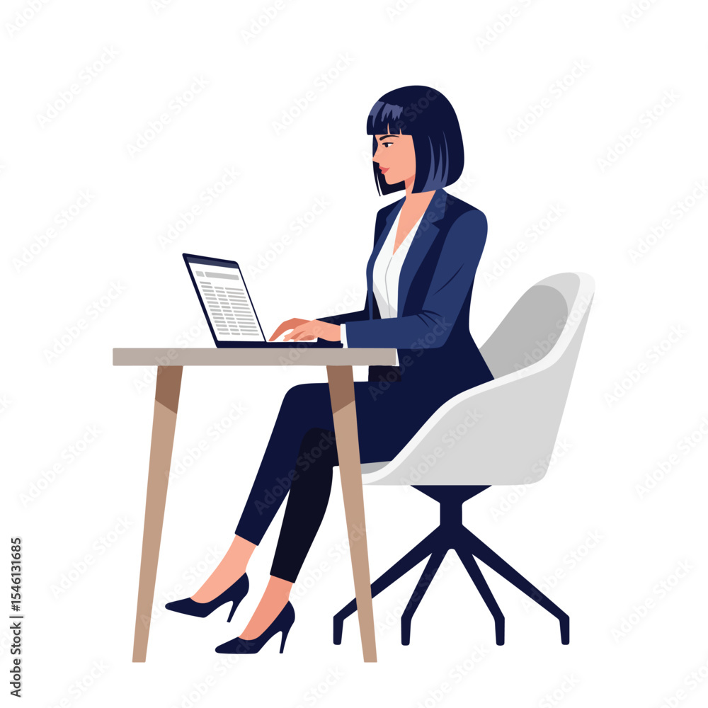 woman working from home. vector illustration woman working from home. vector illustration