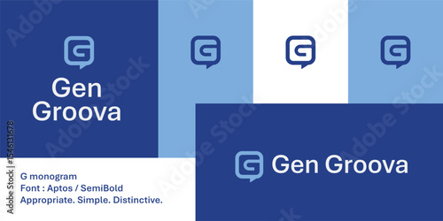 Modern geometric G letter logo in speech bubble icon for tech and AI
