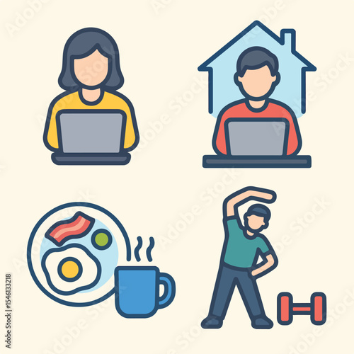 activities during WFH. vector icon