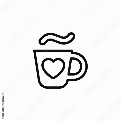 heart mug warm beverage icon sign vector