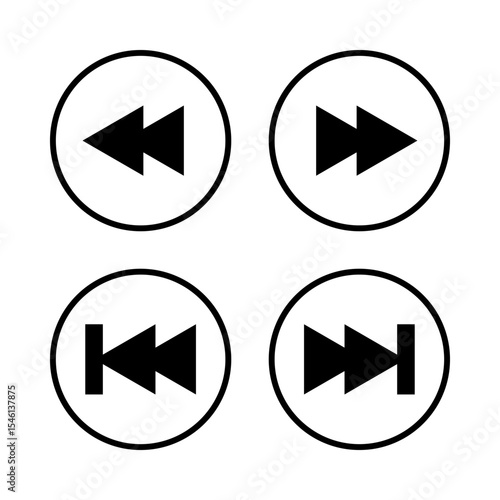 Free Download Media Control Icon Set - Rewind Fast Forward Double Skip - Outline Circle - GFXLoad