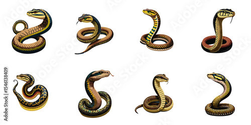 Multiple vector illustrations of snakes