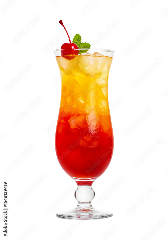 a tropical orange red cocktail in a glass with crushed ice on transparent background a tropical orange red cocktail in a glass with crushed ice on transparent background