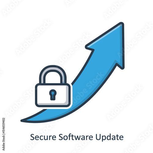 Blue Upward Arrow with Padlock Secure Software Update Icon