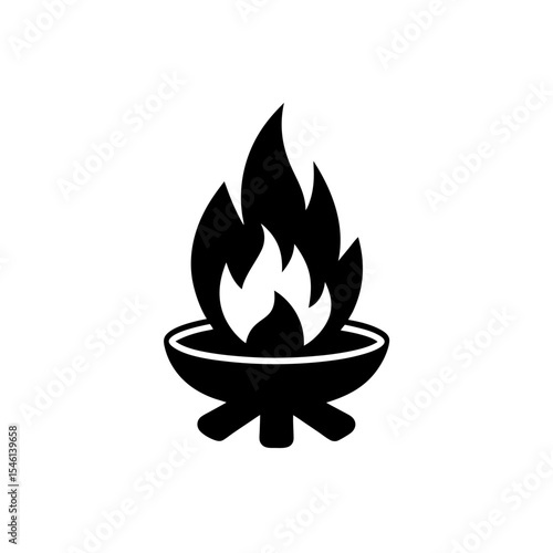 Log Fire Pit Icon Vector in Flat and Clean Isolated Style