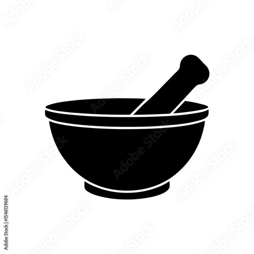 Mortar and Pestle Icon Vector in Flat and Clean Isolated Style