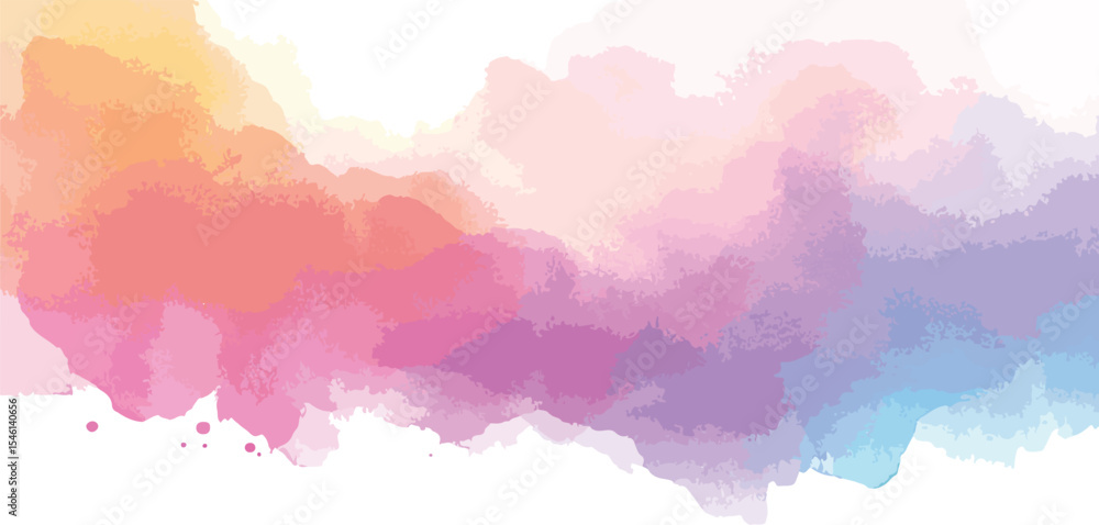 Obraz premium Abstract Watercolor Wash with Soft Pastel Colors Perfect for Backgrounds and Textures Featuring Shades of Pink Purple Blue and Orange on a Clean White Canvas