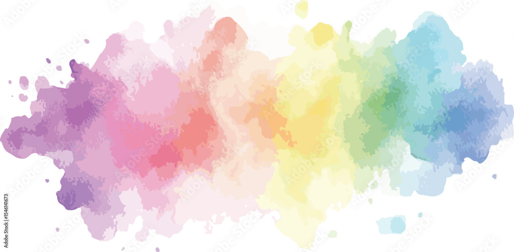 Fototapeta premium Colorful Watercolor Stain with Rainbow Gradient Isolated on White Background Artistic Brushstroke Texture for Creative Design Abstract Illustration for Backgrounds and Decorative Elements