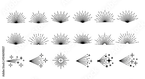 Collection of 24 Elegant Sunburst and Starburst Vector Graphics Perfect for Design Projects
