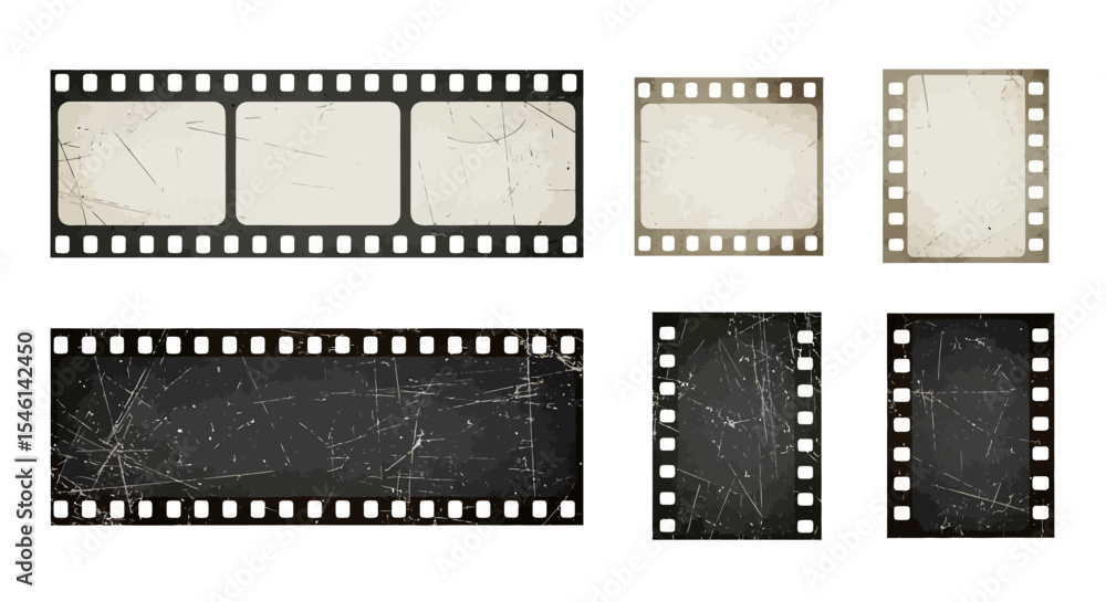 Fototapeta premium Vintage Film Reel Frames Grunge Texture, Retro Movie, Photography, Old Film Strip, Blank Template
