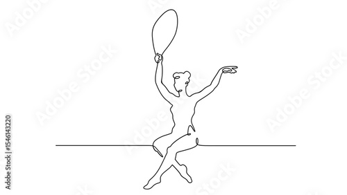 Continuous one line drawing circus artist. Circus. Tightrope walker and equilibrist. Circus performance. One continuous line isolated minimal illustration.Not AI.