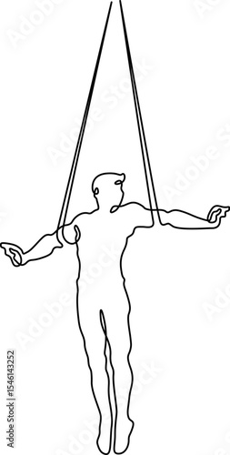 Continuous one line drawing circus artist. Circus. Tightrope walker and equilibrist. Circus performance. One continuous line isolated minimal illustration.Not AI.