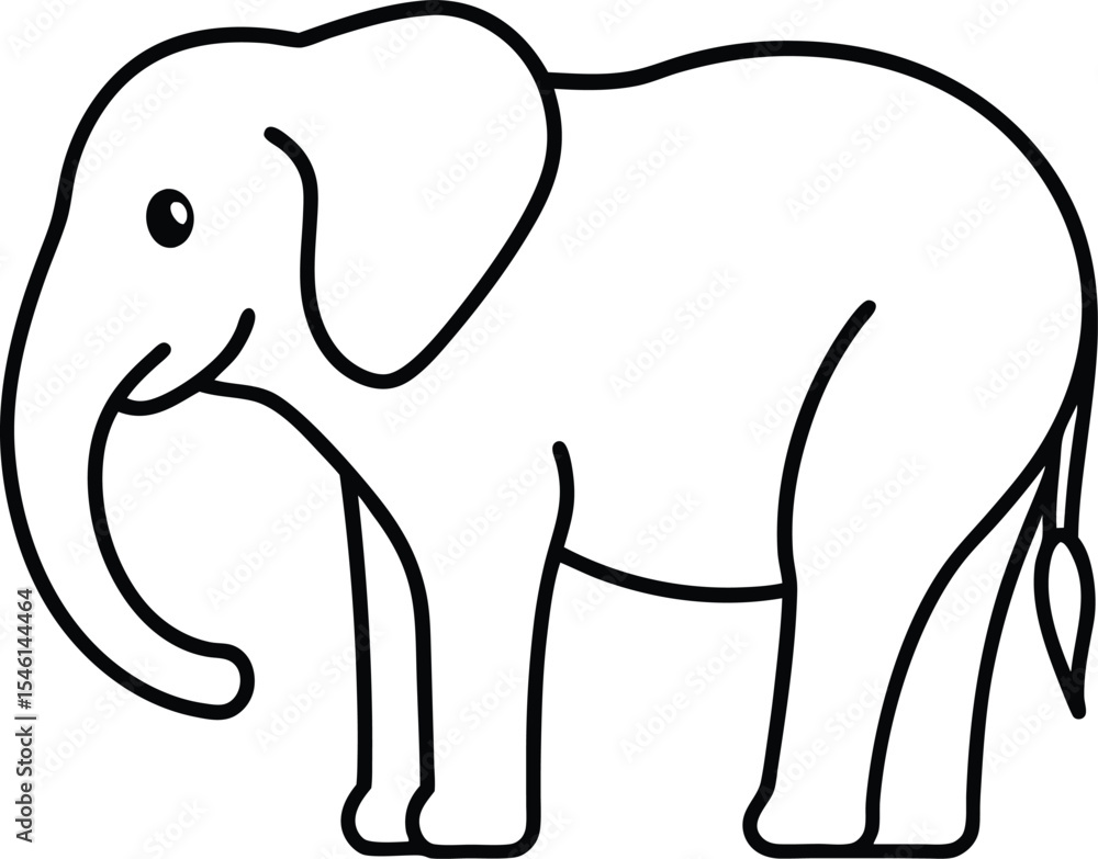 Obraz premium Minimal line art elephant illustration with trunk and ears in side profile