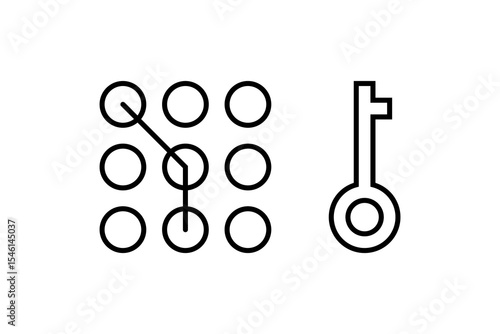 Pattern Lock Key Security Outline Icons