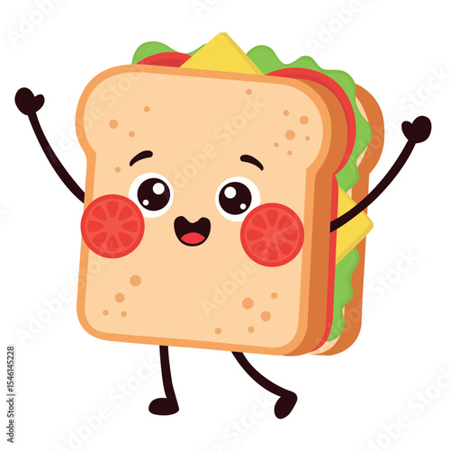 Happy Sandwich Clipart Character