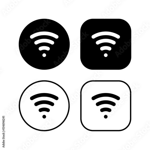 WiFi Wireless Network Signal Solid Outline Icons