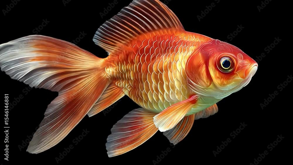 Vibrant Orange Goldfish Swimming Gracefully in a Dark Background Vibrant Orange Goldfish Swimming Gracefully in a Dark Background