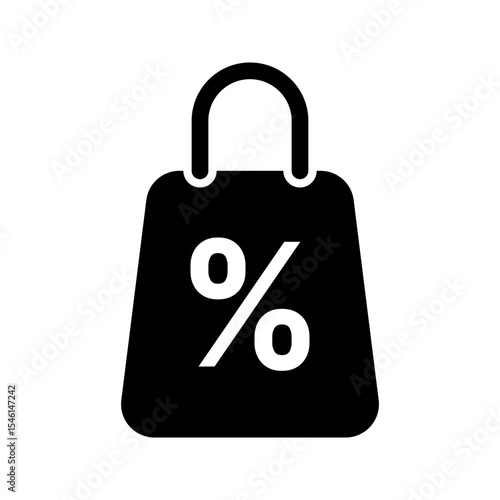 Shopping Bag Percent Discount Solid Icon