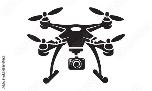Drone camara silhouette vector art illustration