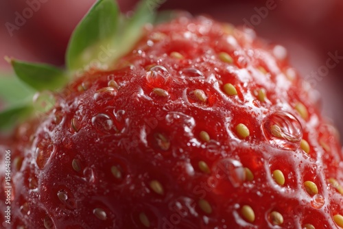Wallpaper Mural Close-up of a fresh strawberry surface with seeds and water droplets Torontodigital.ca