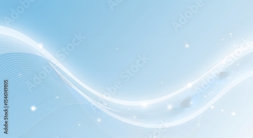 Abstract light blue background with flowing white lines and sparkling particles design element effect graphic