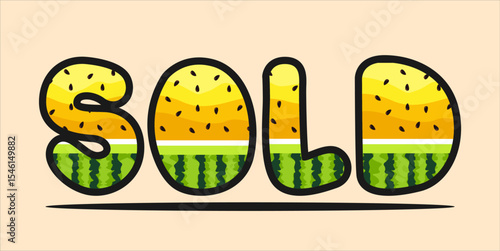 SOLD, word typography illustration for shop and store banner promotion.
