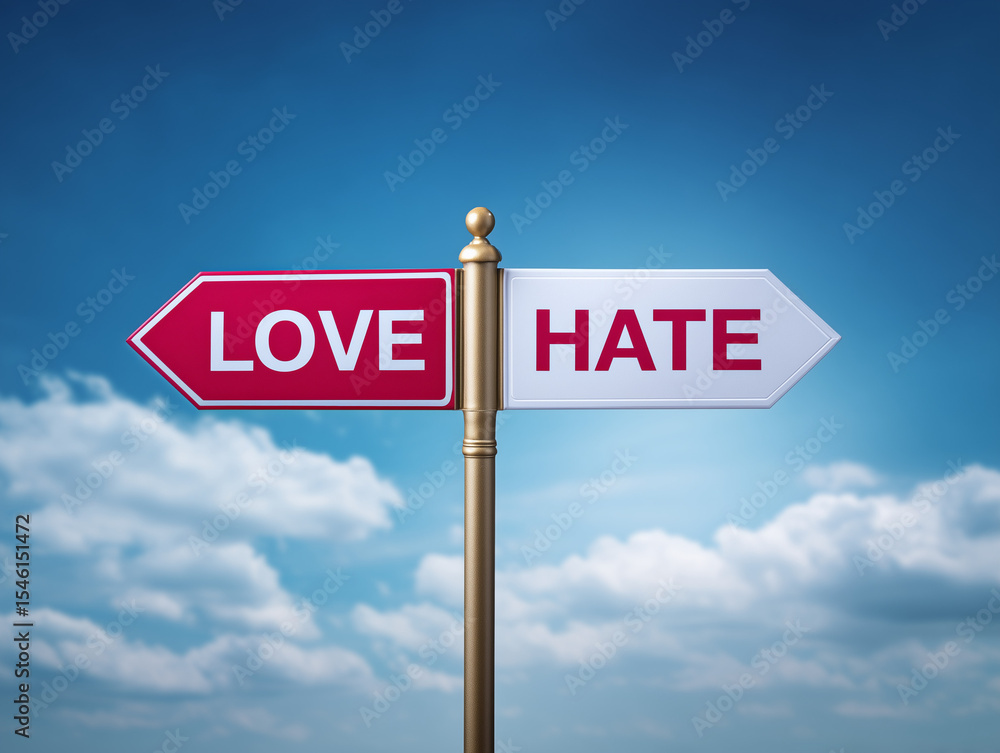 Obraz premium Love vs. Hate: Choice Signpost