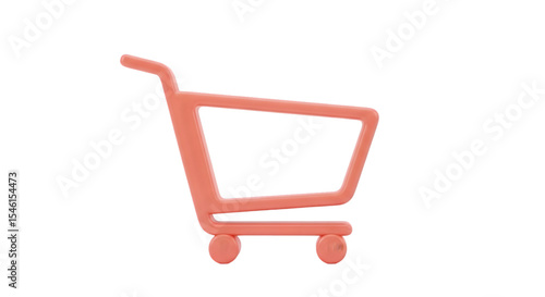 Salmon Colored Shopping Cart Icon on Transparent Background