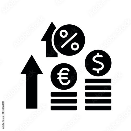 interest rate black flat icon for digital and print projects.