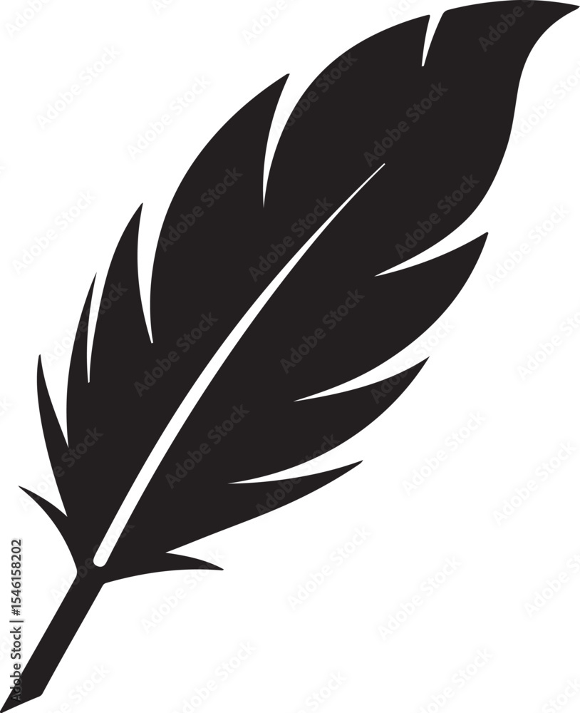 Obraz premium bird feather silhouette, black and white silhouette, vector and illustration
