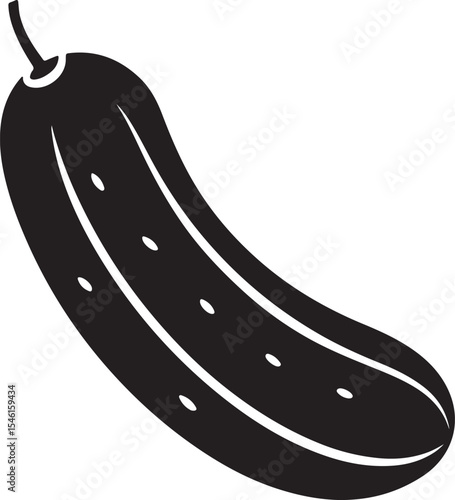 cucumber silhouette, black and white silhouette, vector and illustration