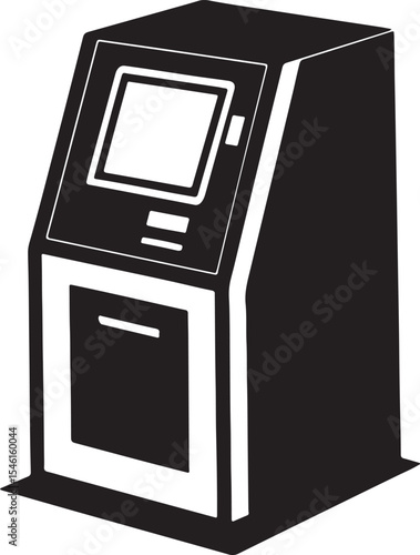 atm silhouette, black and white silhouette, vector and illustration