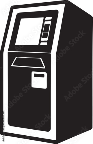 atm silhouette, black and white silhouette, vector and illustration