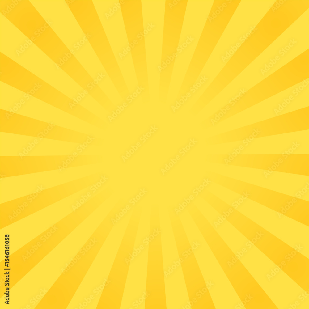 Naklejka premium Yellow banner with Sun rays, lines background, light