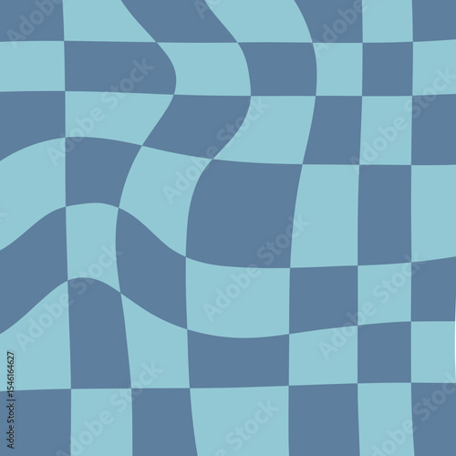 Colorful Checkered Blue Wavy Lines Poster. Vibrant Abstract Art Design for Ads, Covers, Social Media Graphics, Shop, Discount, Sale and Flyer Decoration	
