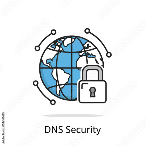 Global Network Security Padlock Blue Globe Icon DNS security