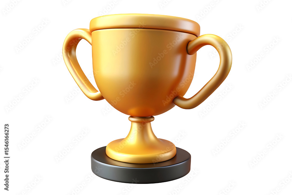 Golden trophy with two handles on a black base, isolated on white background Golden trophy with two handles on a black base, isolated on white background